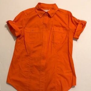 Michael Kors orange button up shirt